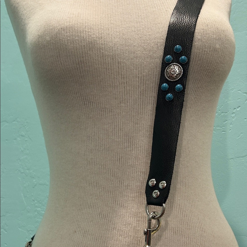 Black Leather Fringe Texan Crossbody Bag - Picture 4 of 15